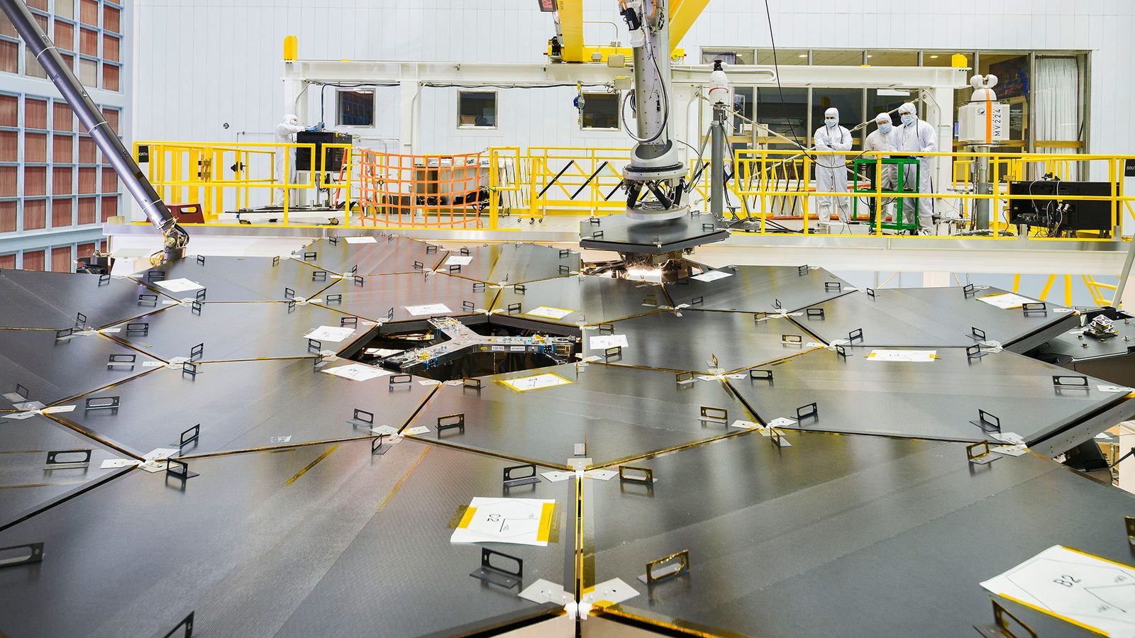 The final primary mirror segment installed on the James Webb Space Telescope, 2016
